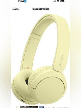 Sony Wireless Over-Ear Headphones - Pale Yellow